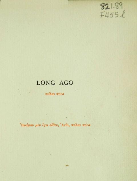 title page of Long Ago