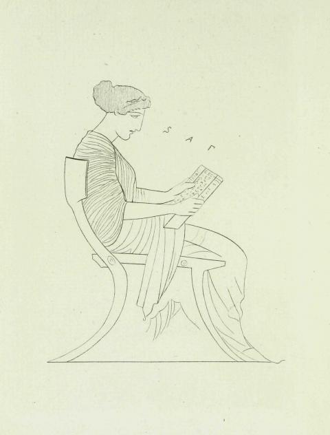 line drawing of Sappho